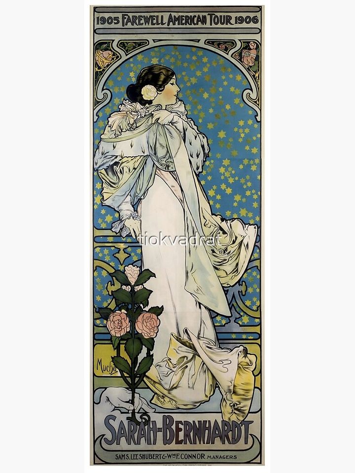 Elegant Sarah Bernhardt 1905 Farewell American Tour 1906 Premium Matte Vertical Poster