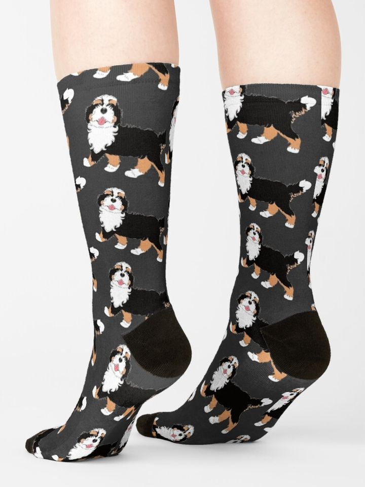 Tri Color Bernedoodle Socks