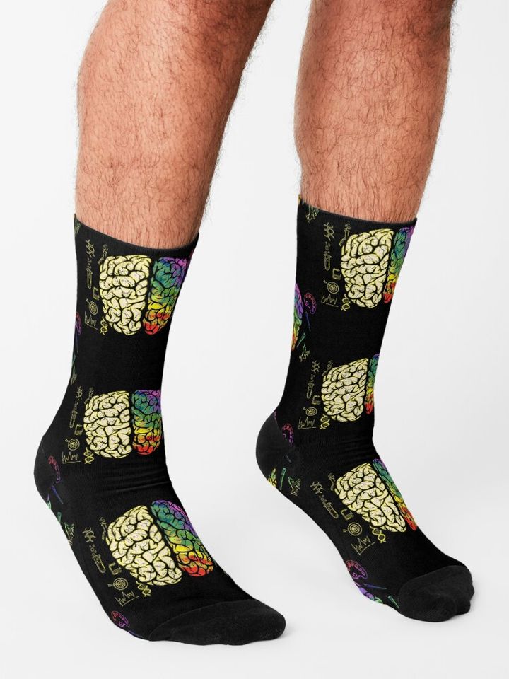 Brain Neurology Hemispheres Analytical Creative Socks