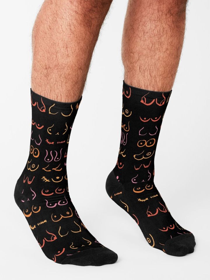 Neon Boobs Drawing Socks