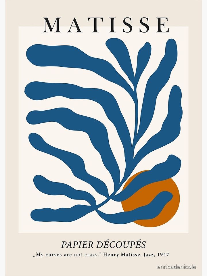 Matisse Jazz Exhibition Poster Papier Decoupes Cut Outs Blue Premium Matte Vertical Poster