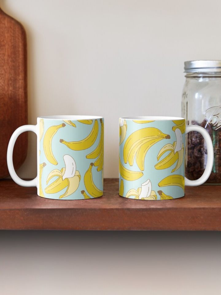 Banana pattern on turquoise background Mug