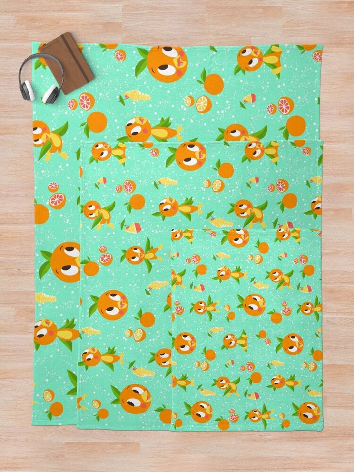 Orange Bird with Dole whip Throw Blanket