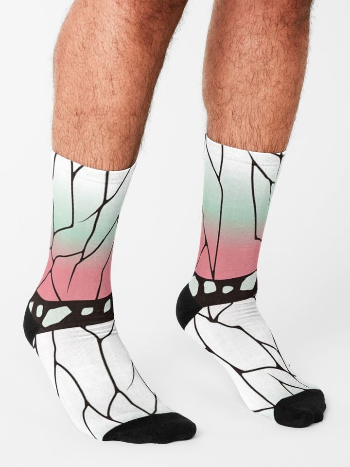 demon Kocho Shinobu Japanese Pattern WAGARA of Butterfly Pattern Design.  Socks