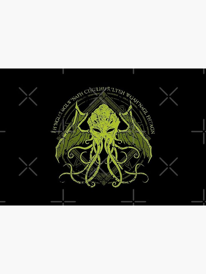 Cthulhu - Lovecraft - Distressed chant design v2 Bath Mat