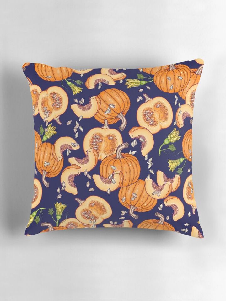 Pumpkin night life pattern Pillow