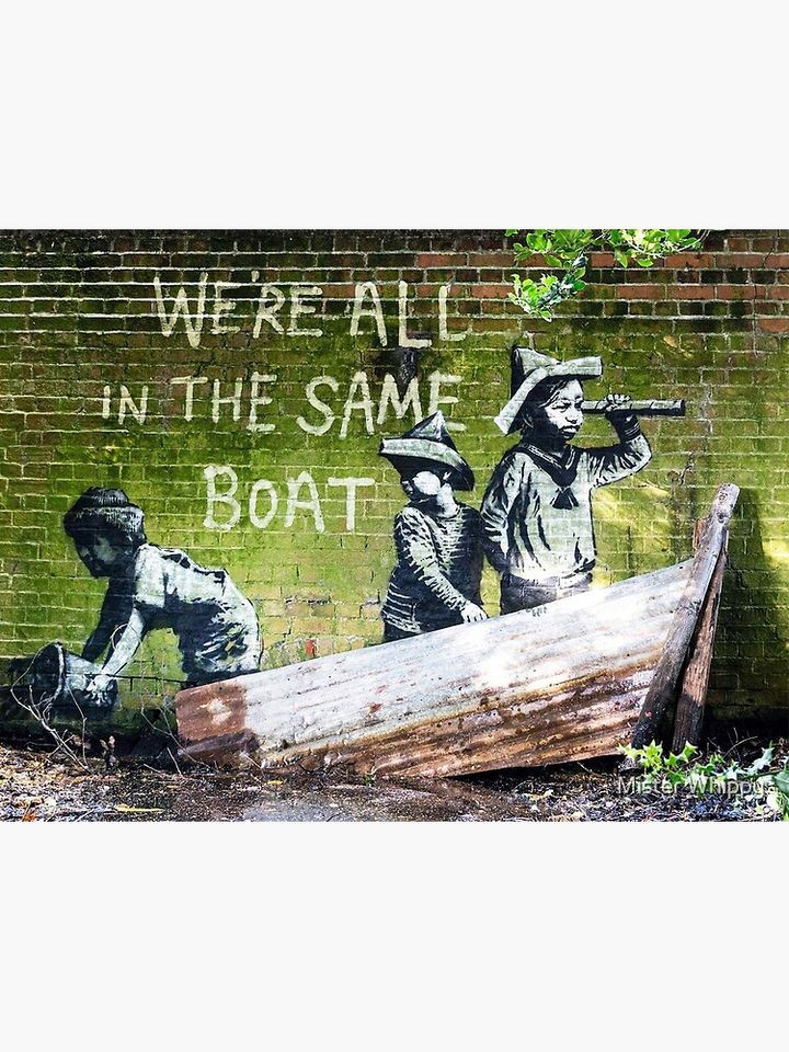 Banksy - 'We're all in the same Boat' Premium Matte Vertical Poster