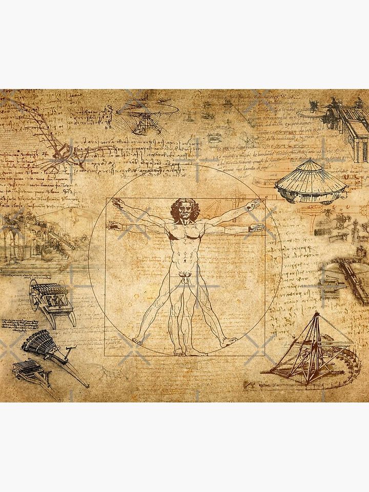 Leonardo da Vinci "The Vitruvian Man" (edited) Tapestry