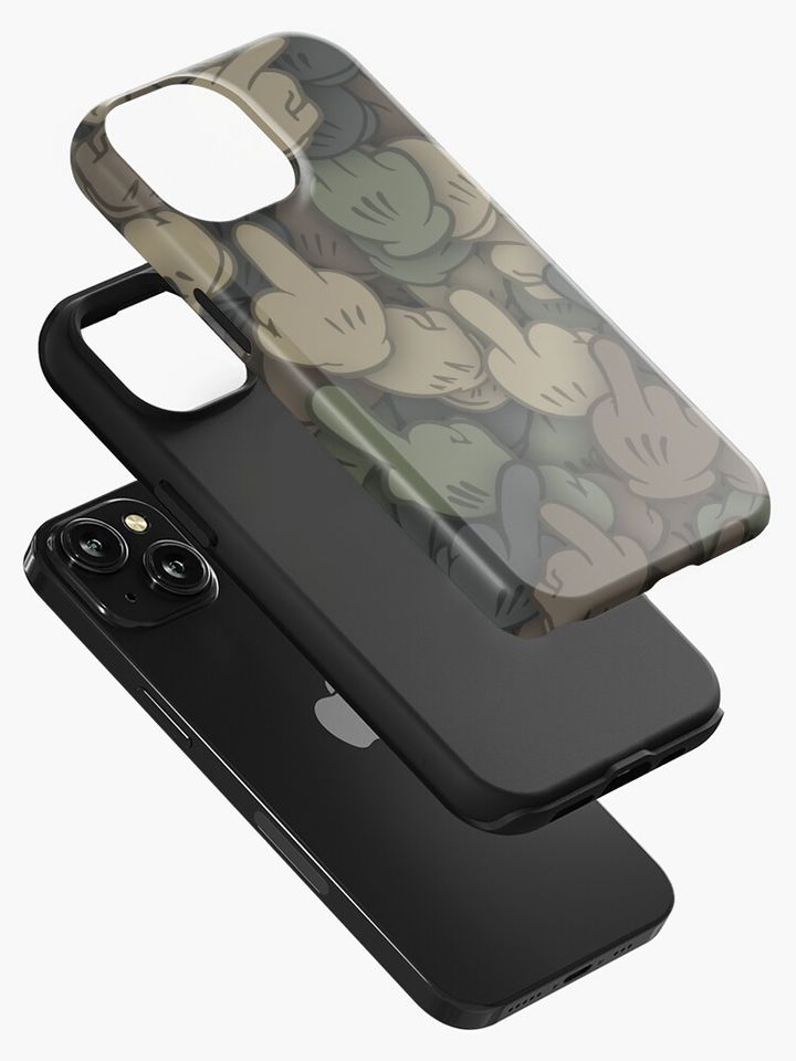 Camouflage with middle fingers of Mickey Mouse iPhone Case