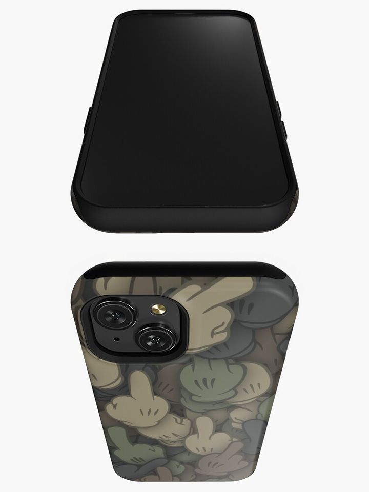Camouflage with middle fingers of Mickey Mouse iPhone Case