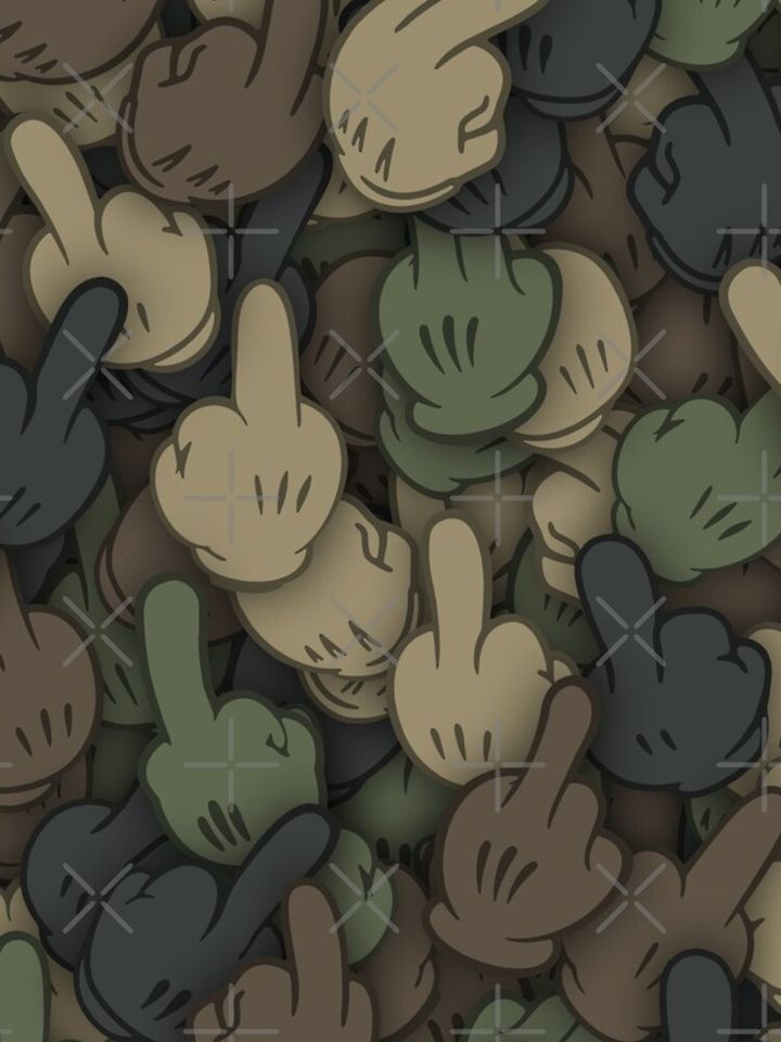 Camouflage with middle fingers of Mickey Mouse iPhone Case