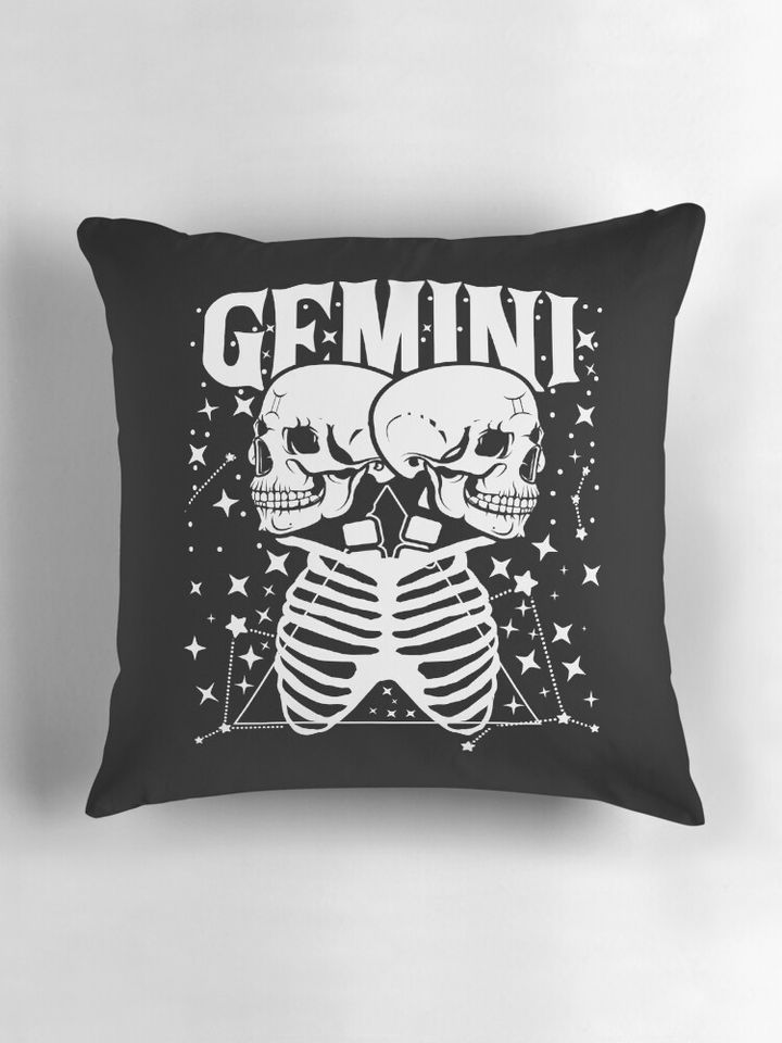 Gemini Faery Crystal Witch Skull Funny Halloween Pillow