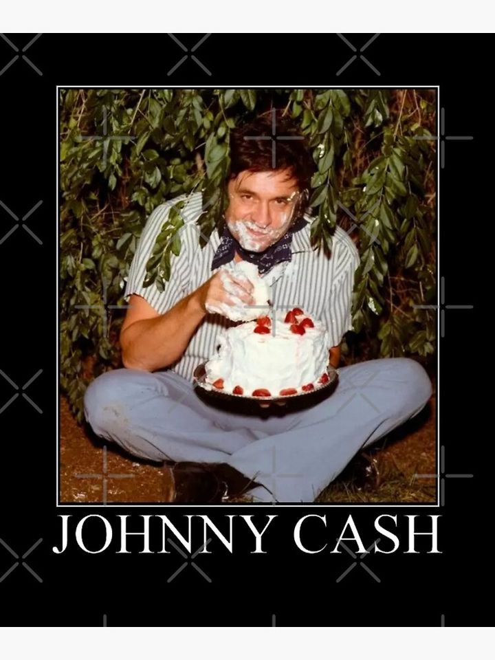johnny cash eating cake, johnny cash death Premium Matte Vertical Poster