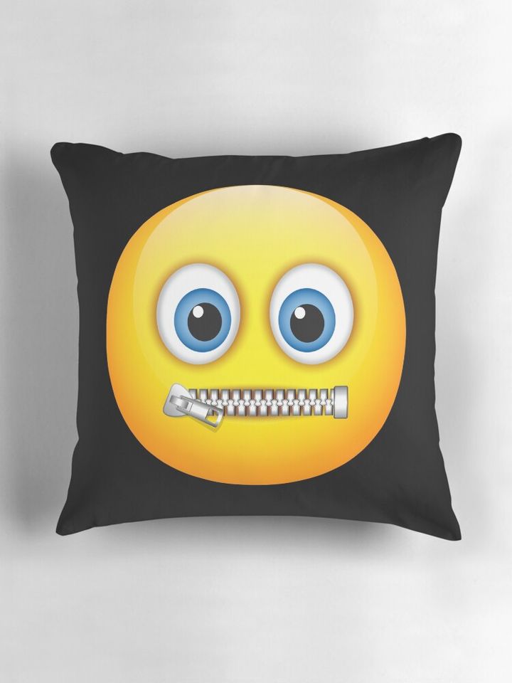 Zipper Mouth Face Emoji Costume Halloween Pillow