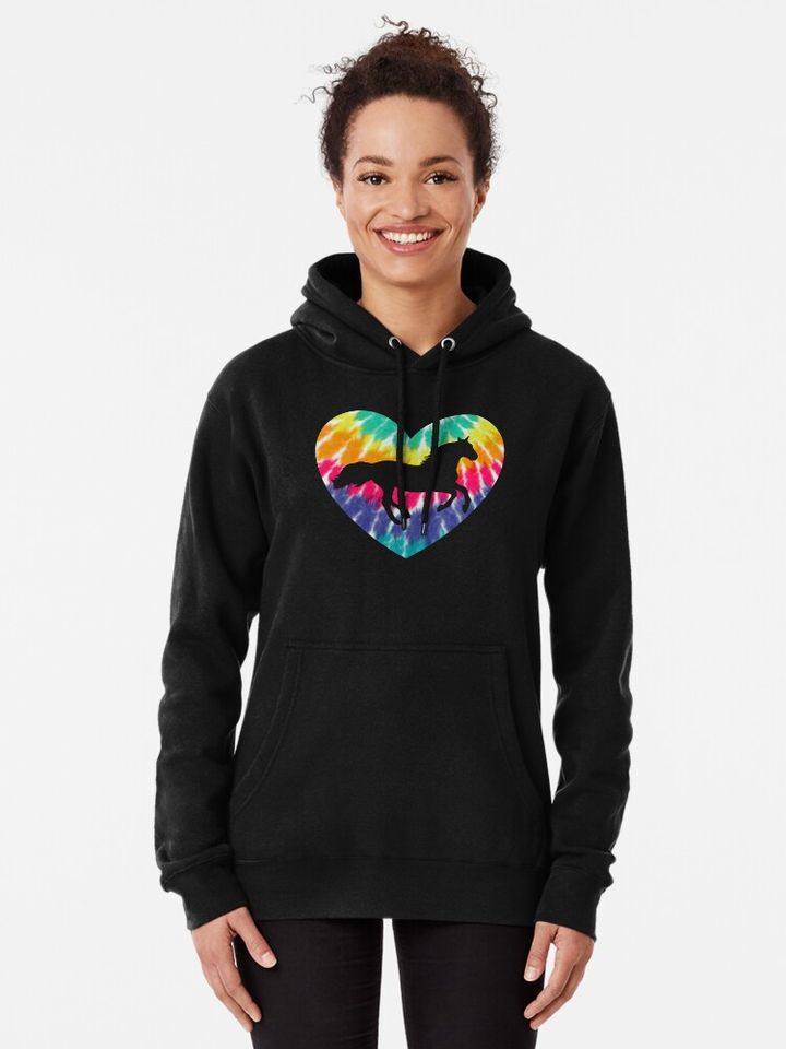 Horse Heart With Tie dye Print For Horse Lover Hoodie