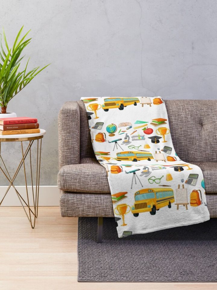 Preppy School Supplies  Throw Blanket