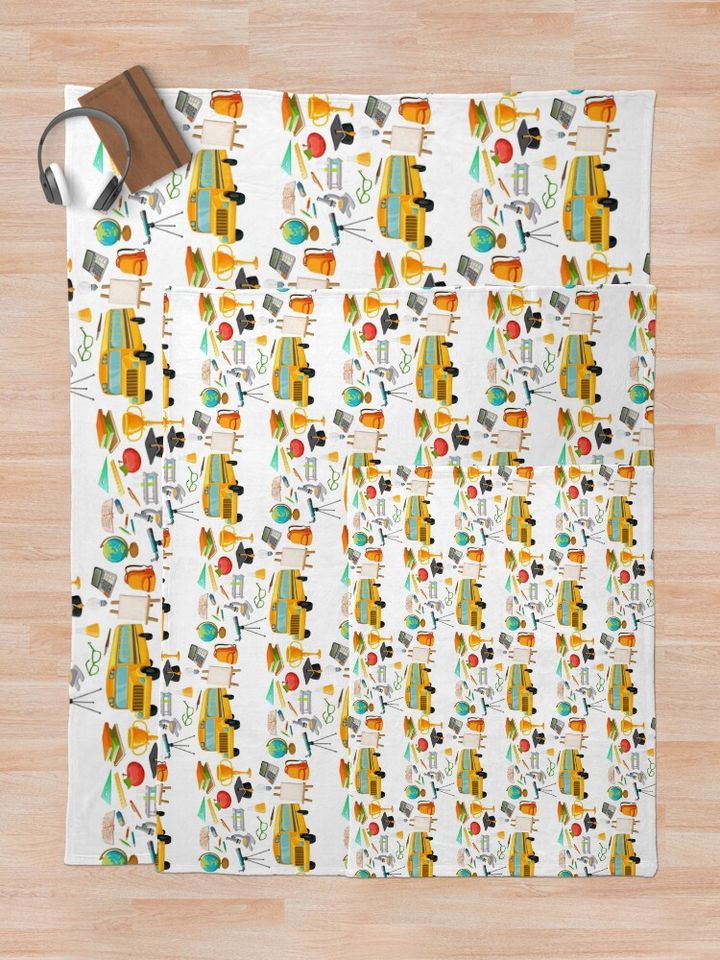Preppy School Supplies  Throw Blanket