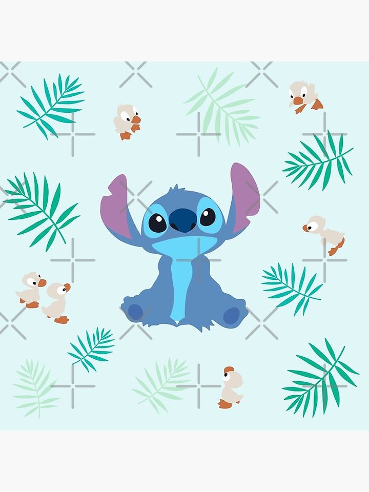 Stitch with ducks palm tree leaf pattern  Pillow