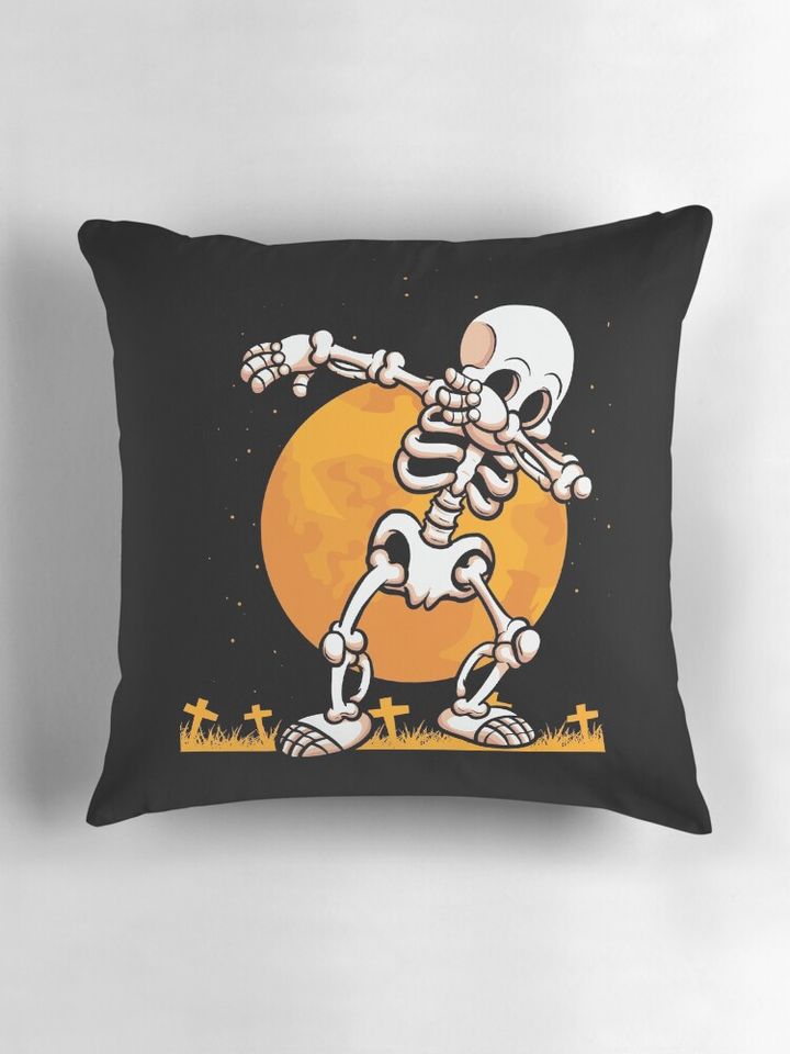Dabbing Skeleton Costume Halloween Pillow