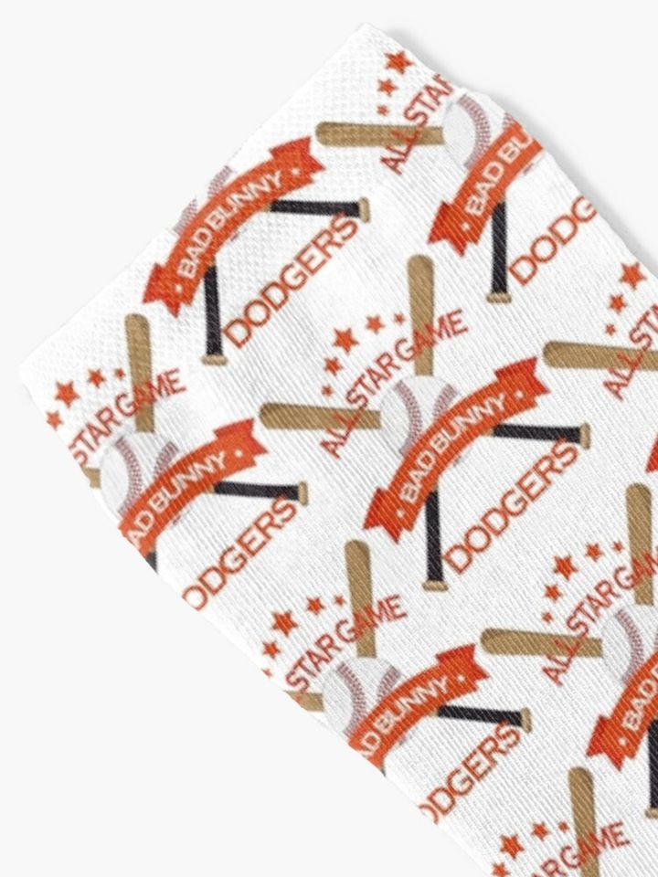 Bad Bunny Dodgers all star game design with baseball bats   Socks