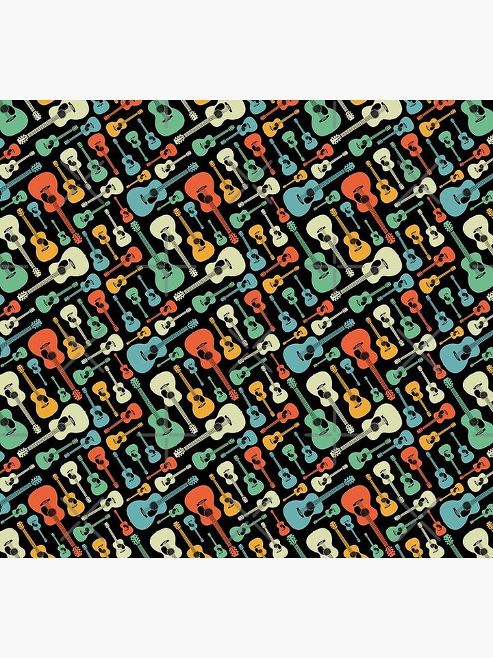 Acoustic Guitar Seamless Pattern Retro Theme Socks