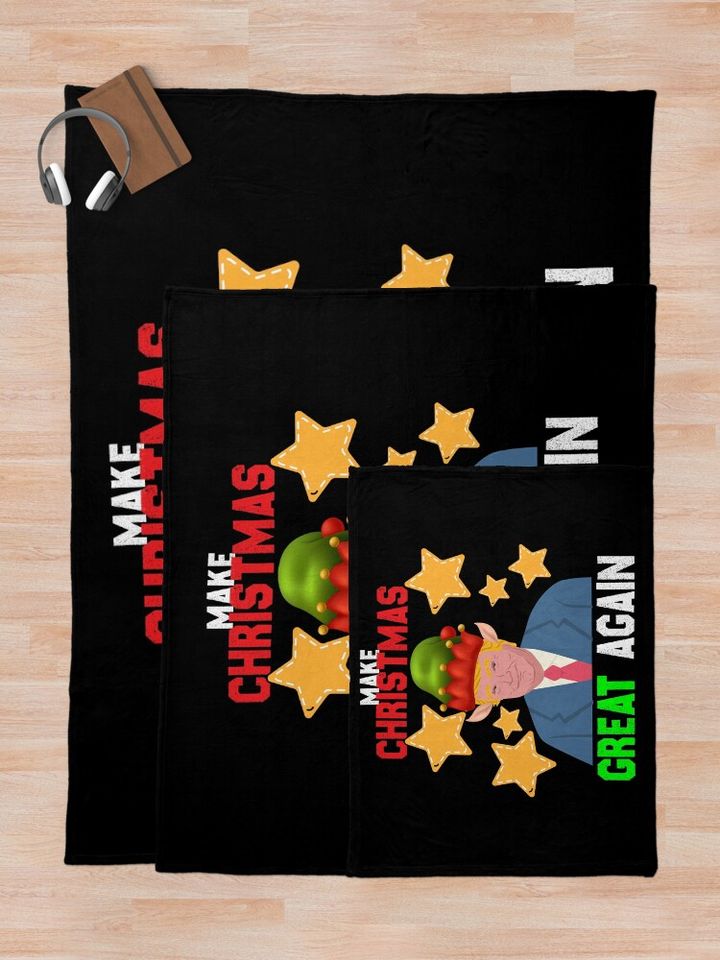 Make Christmas Great Again Funny Trump Ugly Christmas Throw Blanket
