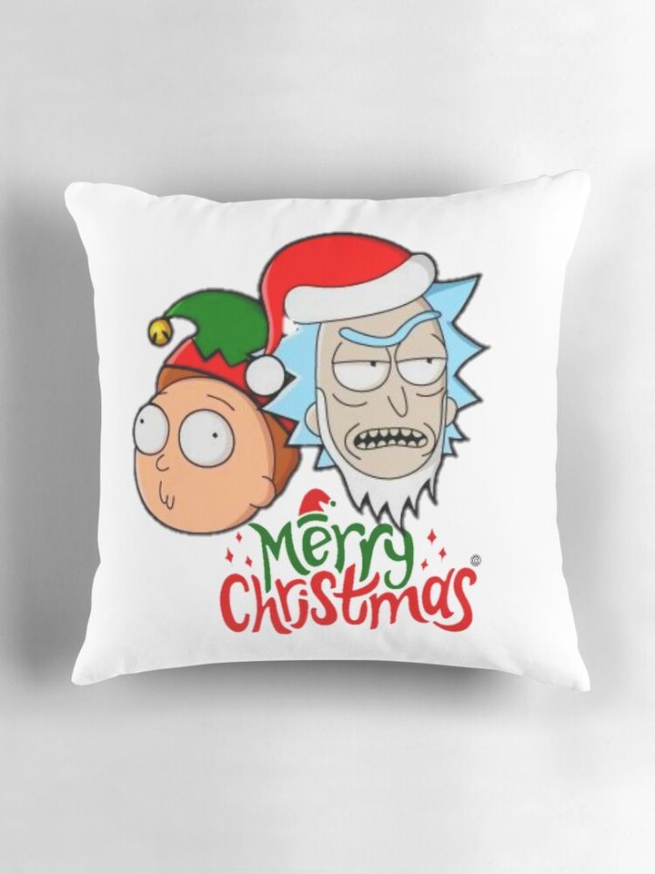Merry Christmas  Rick And Rickandmorty Throw  Pillow
