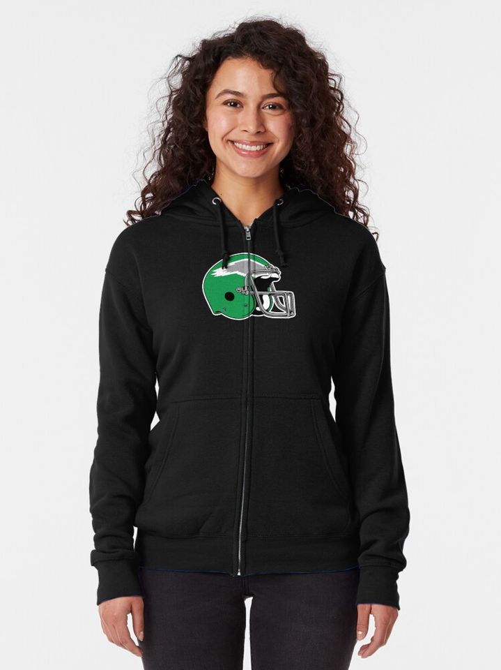 Eagles 80s Throwback Helmet Zipped Hoodie