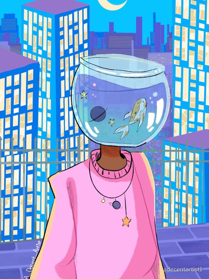 Cute Fish bowl girl iPhone Case