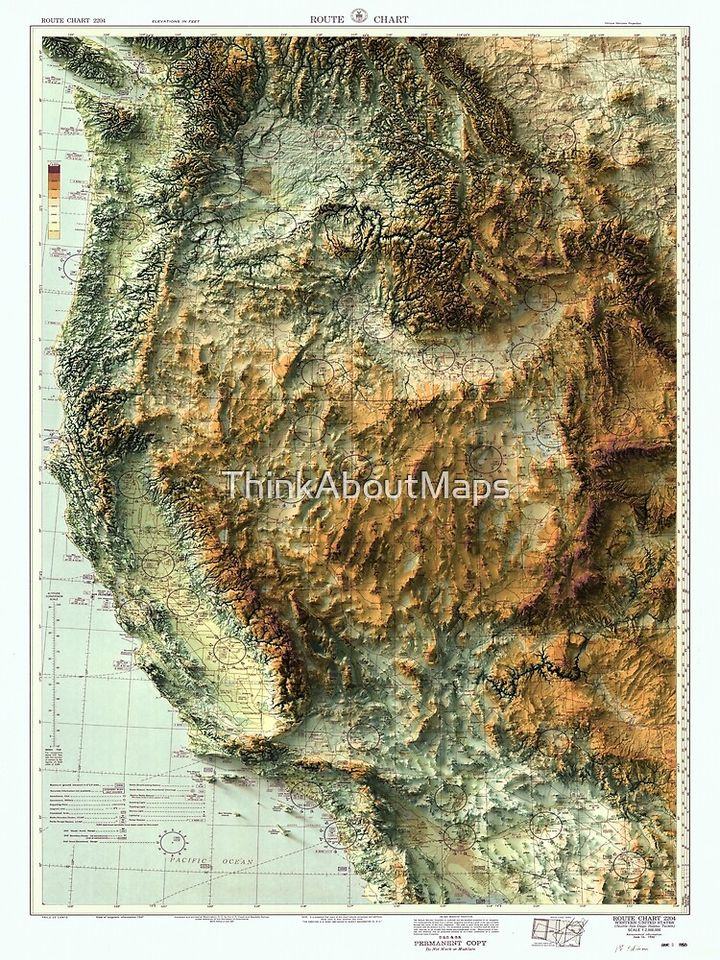 1950 Western United States Relief Map 3D digitally-rendered Premium Matte Vertical Poster