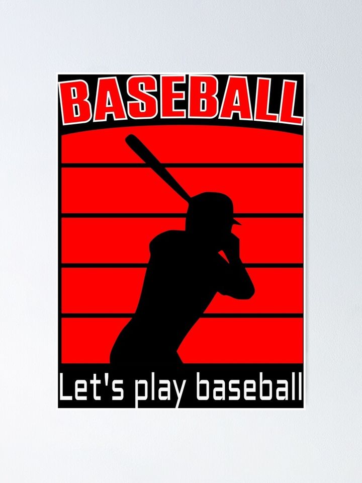 baseball with baseball player Poster