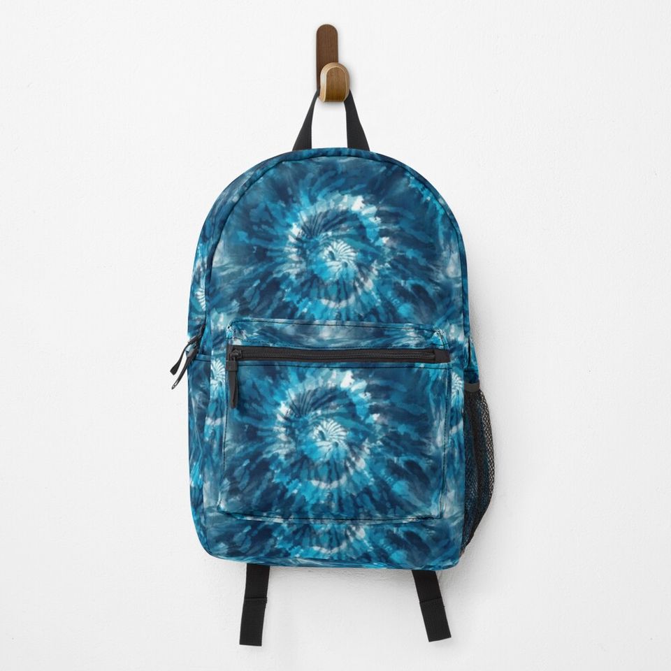 Tie Dye Black Teal And White Backpack