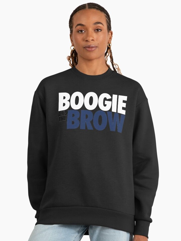 Boogie And The Brow (White/Black/Blue) Premium Oversized Sweatshirt