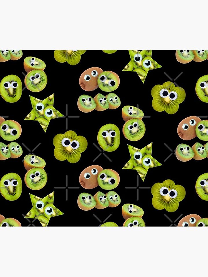 Kawaii Kiwi Googly Eye Goobers Throw Blanket