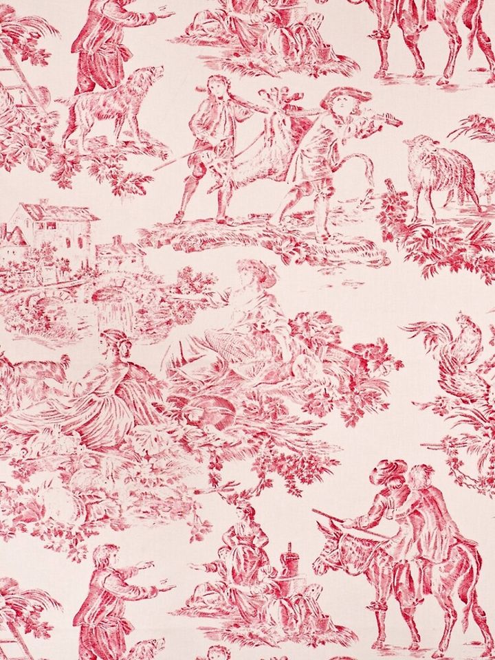 Red and White Toile de Jouy Leggings