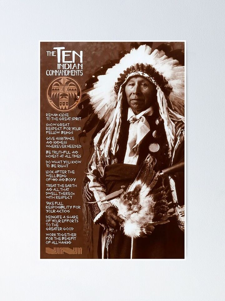 10 Indian Commandments Native American Poster