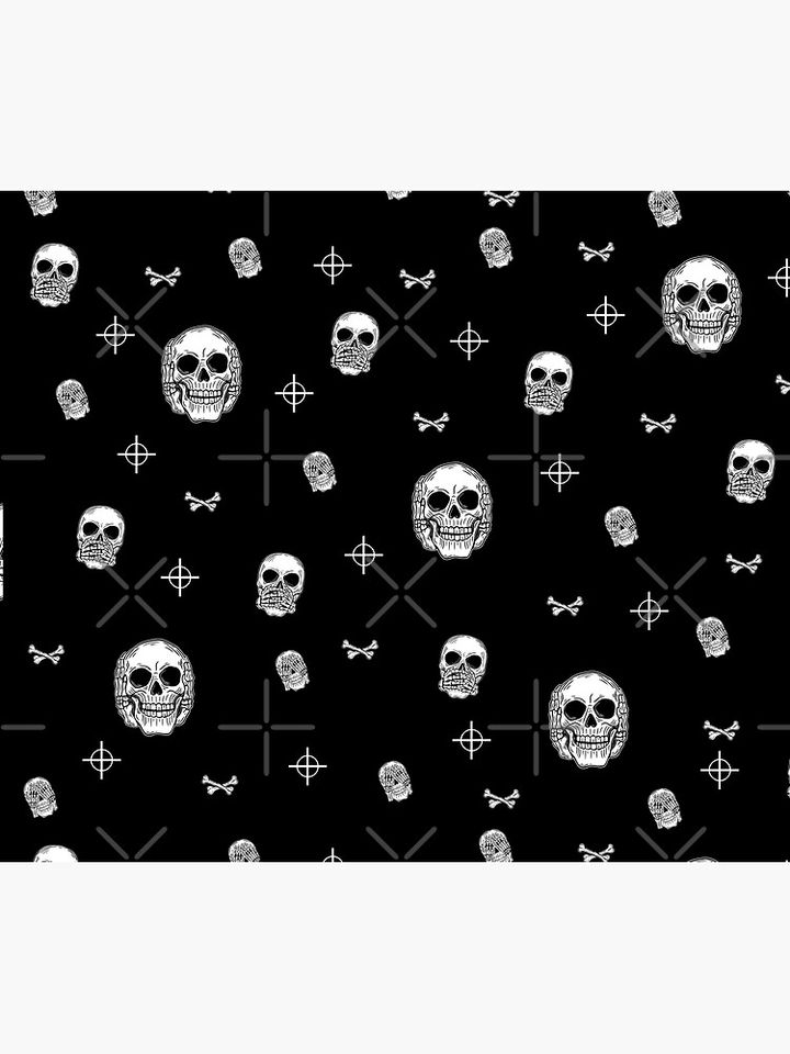 Skulls Bullseye Black And White Halloween Wallpaper Design Duvet Cover
