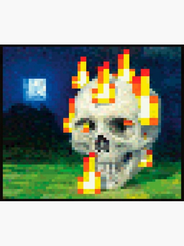 Minecraft Painting Burning Skull Premium Matte Vertical Poster
