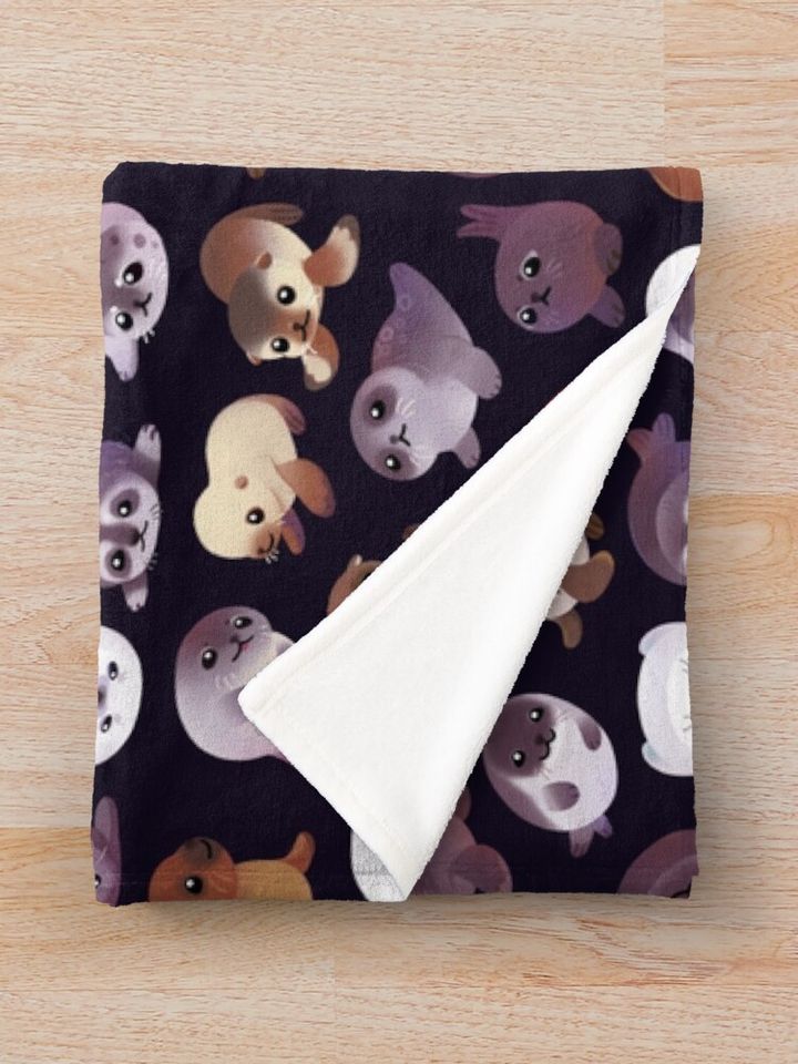 Seal pup - dark Throw Blanket
