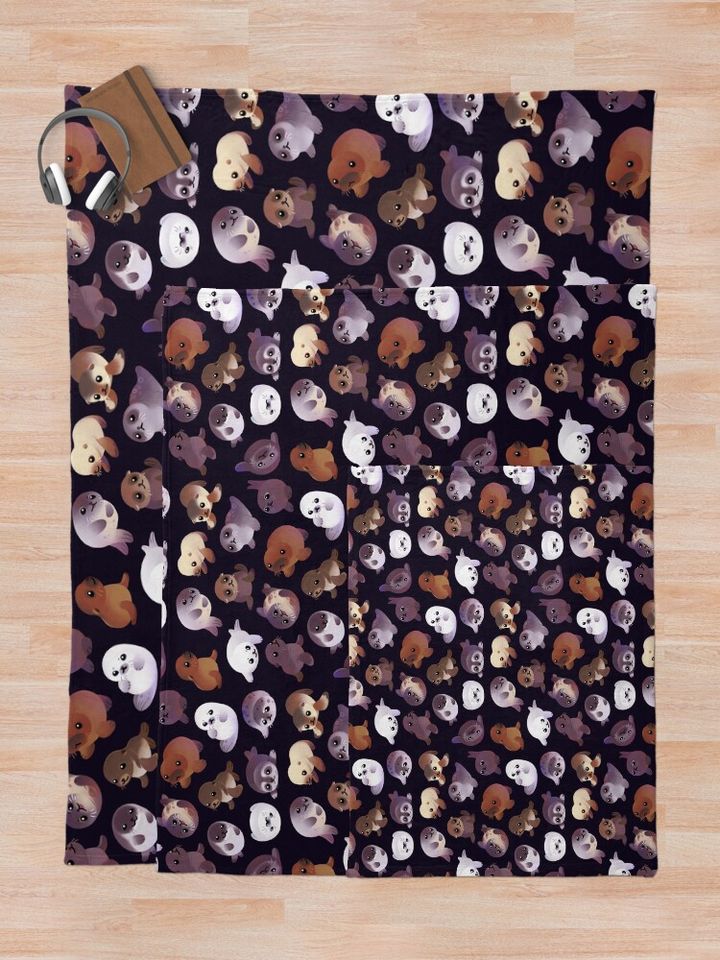 Seal pup - dark Throw Blanket
