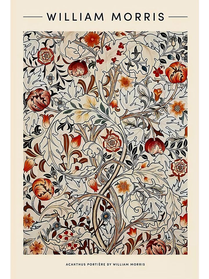 William Morris Flower Red Boxy T-Shirt