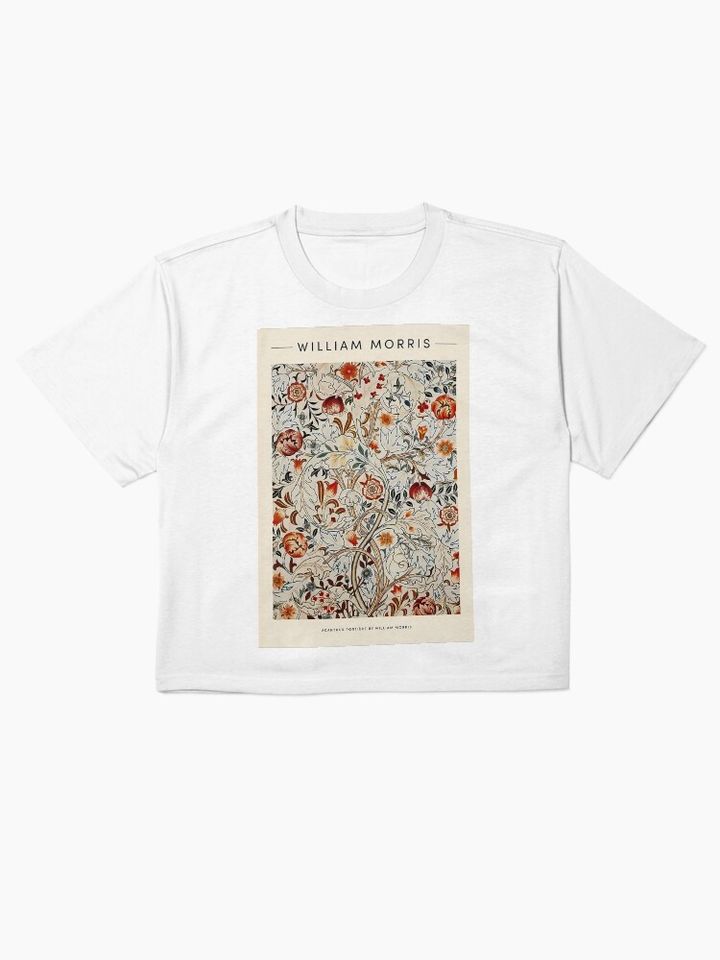 William Morris Flower Red Boxy T-Shirt
