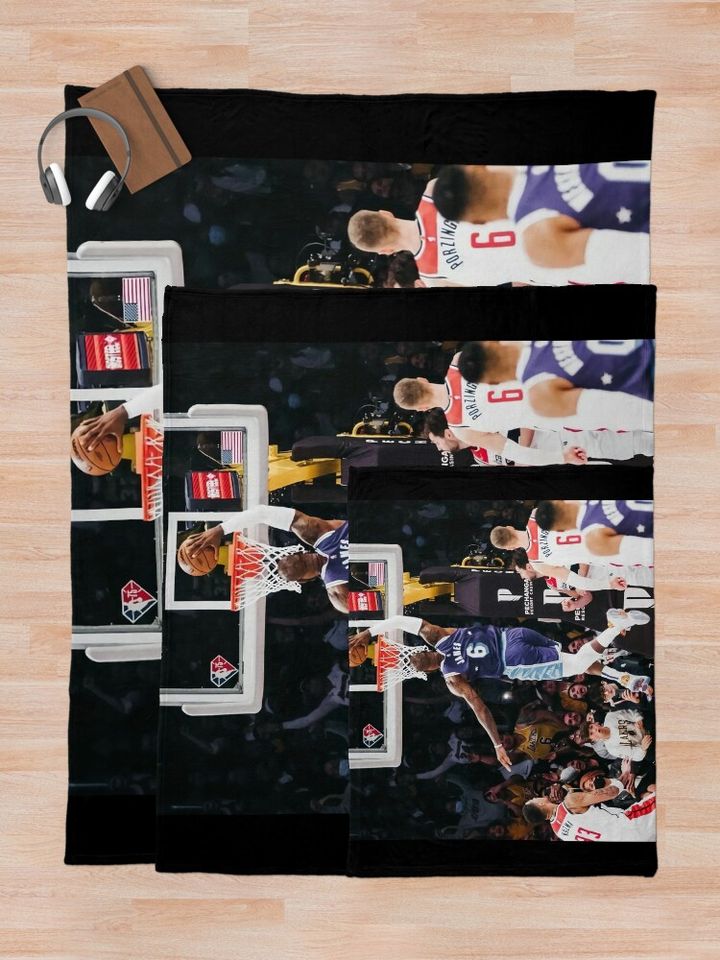 LeBron James 6 Posterized Dunk Throw Blanket, Gift for Fan