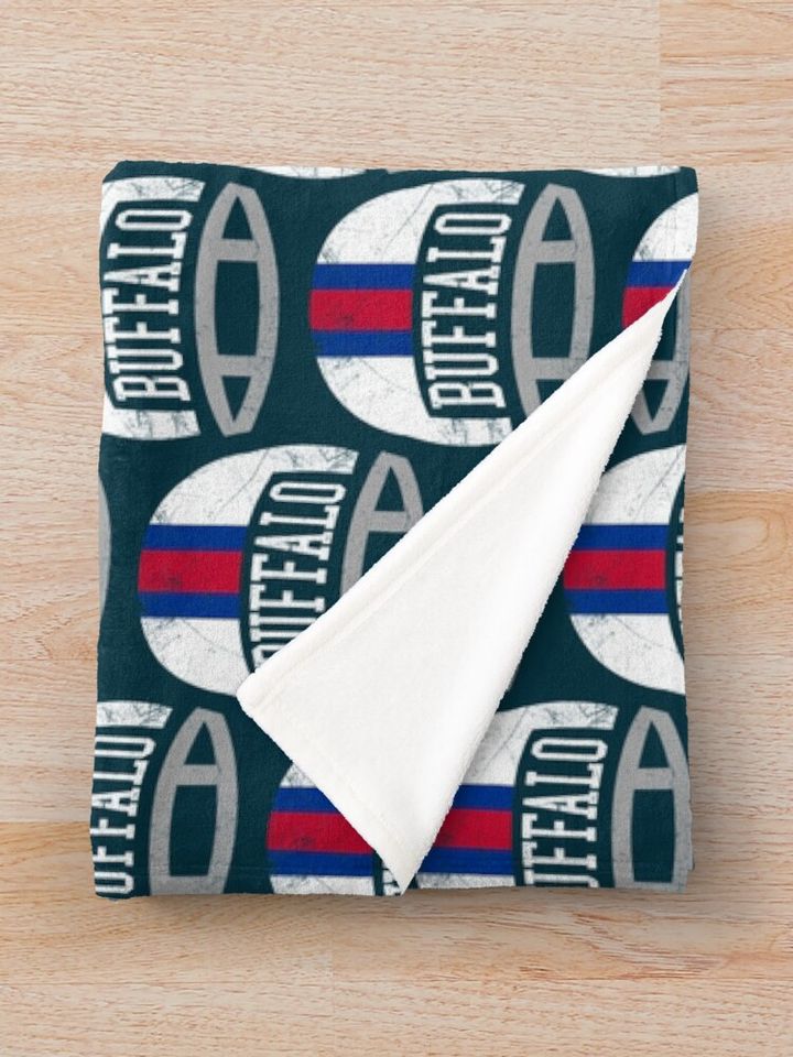 Buffalo Retro Helmet - Blue   Throw Blanket
