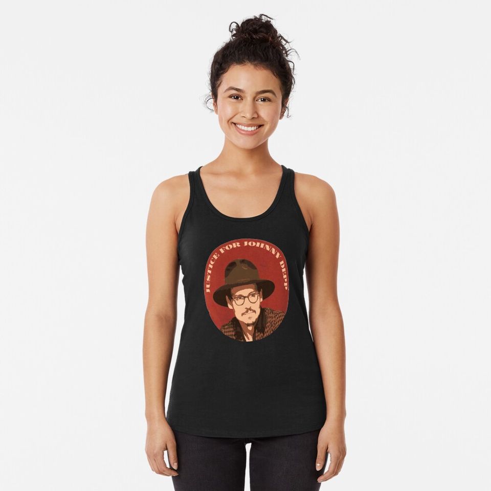 Justice for Johnny Depp Portrait | Hearsay Johnny Depp Racerback Tank Top