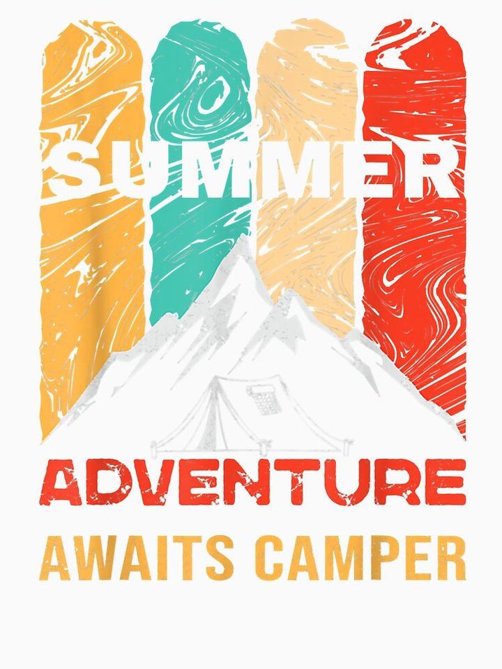 Vintage Summer Adventure Awaits Camper Funny Summer Camping Tank Top