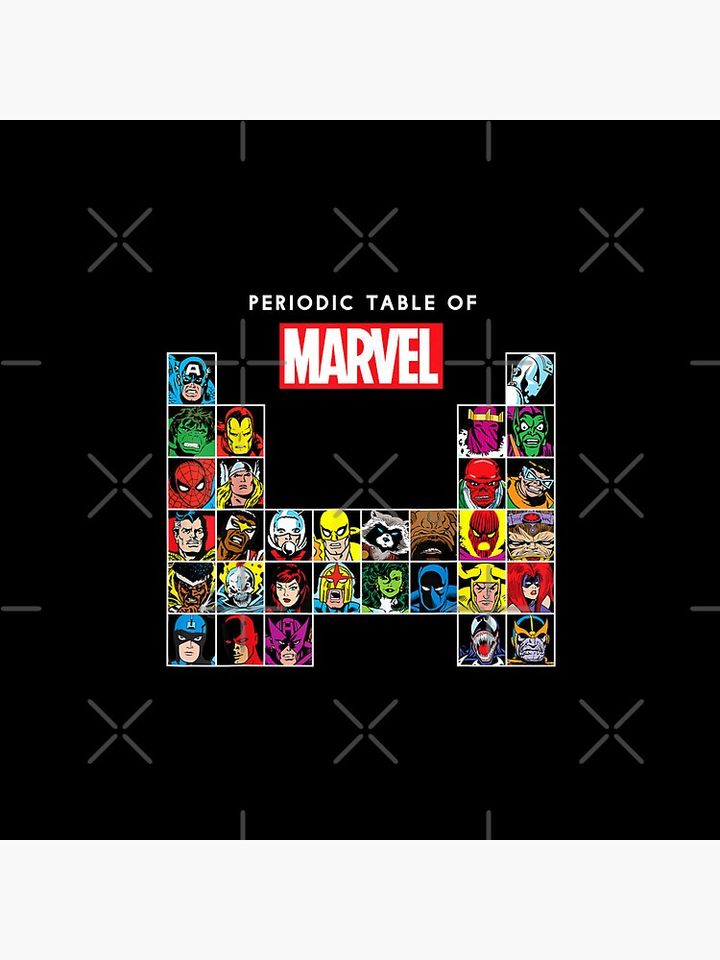 Periodic Table Of Heroes Retro Pin