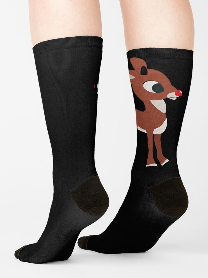 Classic Rudolph and Clarice Christmas Red Nose Reindeer Socks