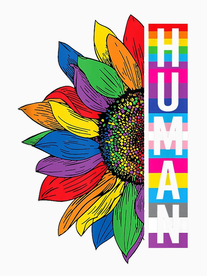 Gay Pride HUMAN Sunflower Rainbow LGBT