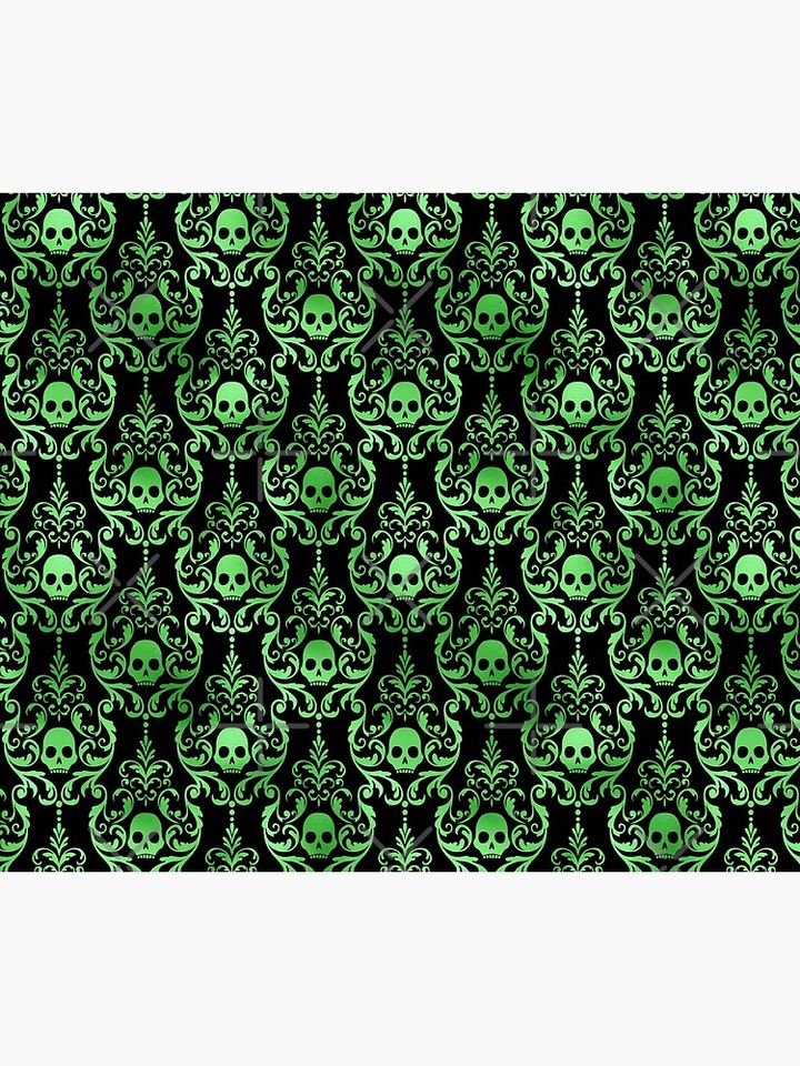Gothic Green Skulls   Duvet Cover